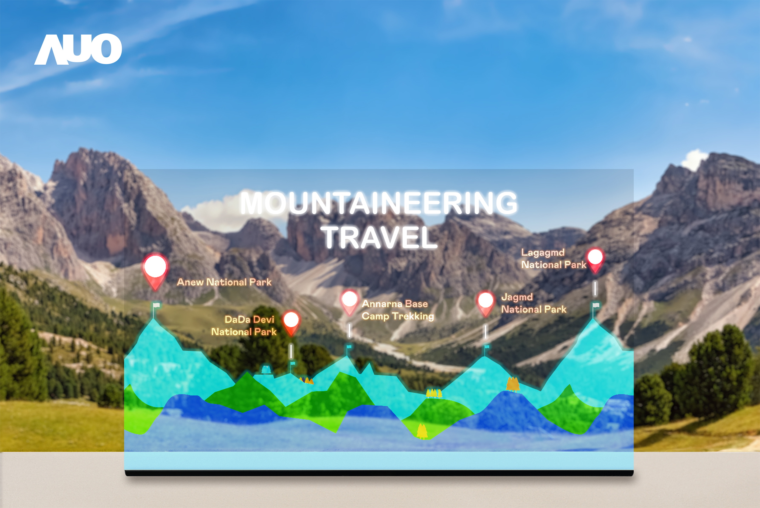 米兰·(milan)展示全球单片尺寸最大(*)42吋透明Micro LED显示器拼接而成的〝64吋透明Micro LED显示器〞，具备高透明度、1,000 nits高亮度、广色域、采用三边无边框的无缝拼接等多重特色，呈现超高清、细腻画质而不遮挡后方视觉，满足层峰需求，可广泛运用于零售、艺术展览或商业空间等场域